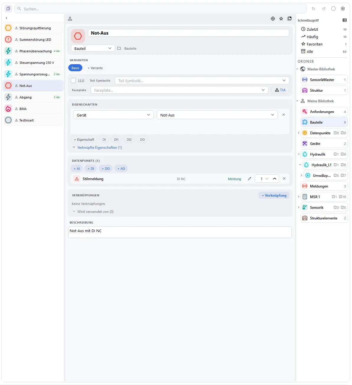 Bibliotheksbrowser mit Master-Bibliothek und Meine Bibliothek