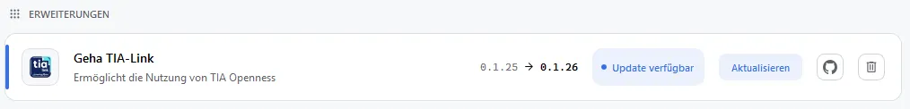 Erweiterung Geha TIA-Link mit verfügbarem Update